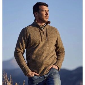 Tom Beckbe Knit Fleece Quarter 1/4 Zip Dark Brown Sedge Pullover Large